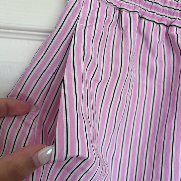 Zara NWT Pink Striped poplin Women's Shorts with Drawstrings- midrise- size S - Picture 5 of 8